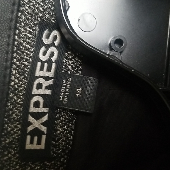 Express fitted Black and White/Gray Faux Leather on Collar Blazer - Picture 2 of 7